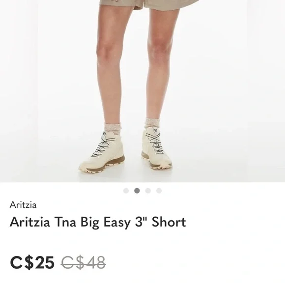 Aritzia Tna High Waist Beige Shorts - Picture 4 of 8